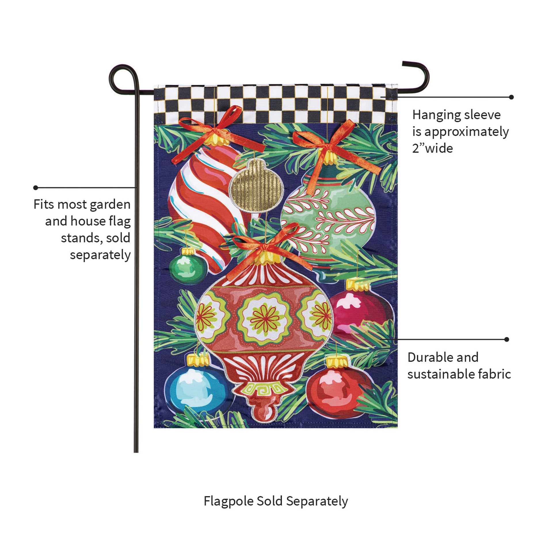 Happy Holidays Ornaments Applique Garden Flag - Tampa Home & Garden Store