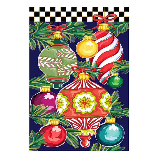 Happy Holidays Ornaments Applique House Flag - Tampa Home & Garden Store