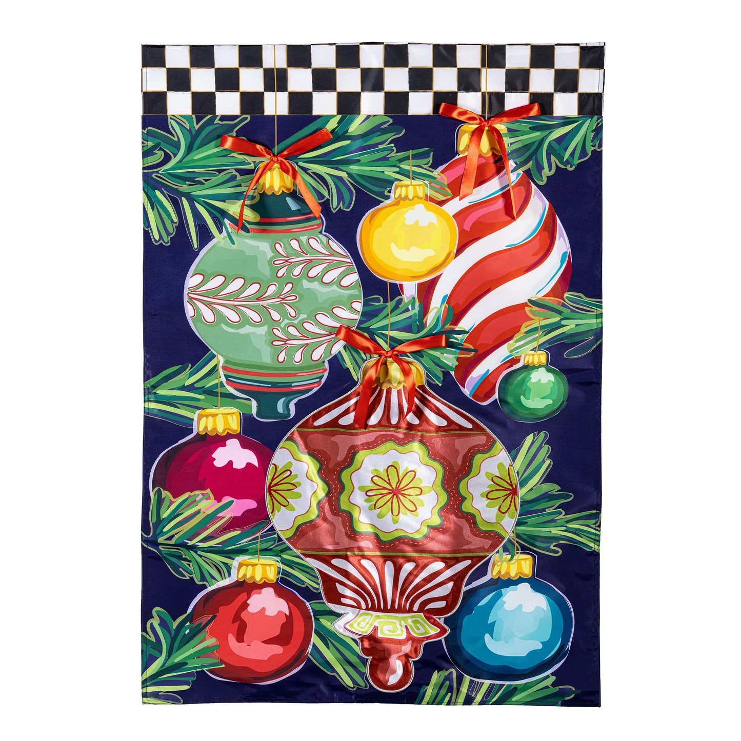 Happy Holidays Ornaments Applique House Flag - Tampa Home & Garden Store