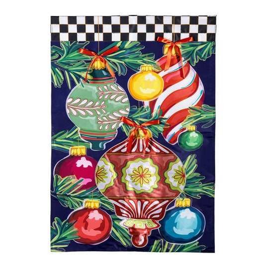 Happy Holidays Ornaments Applique House Flag - Tampa Home & Garden Store
