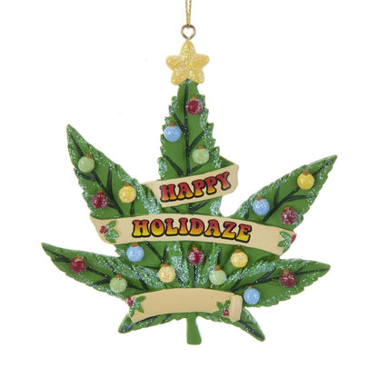 Happy Holidaze Cannabis Leaf Ornament - Tampa Home & Garden Store