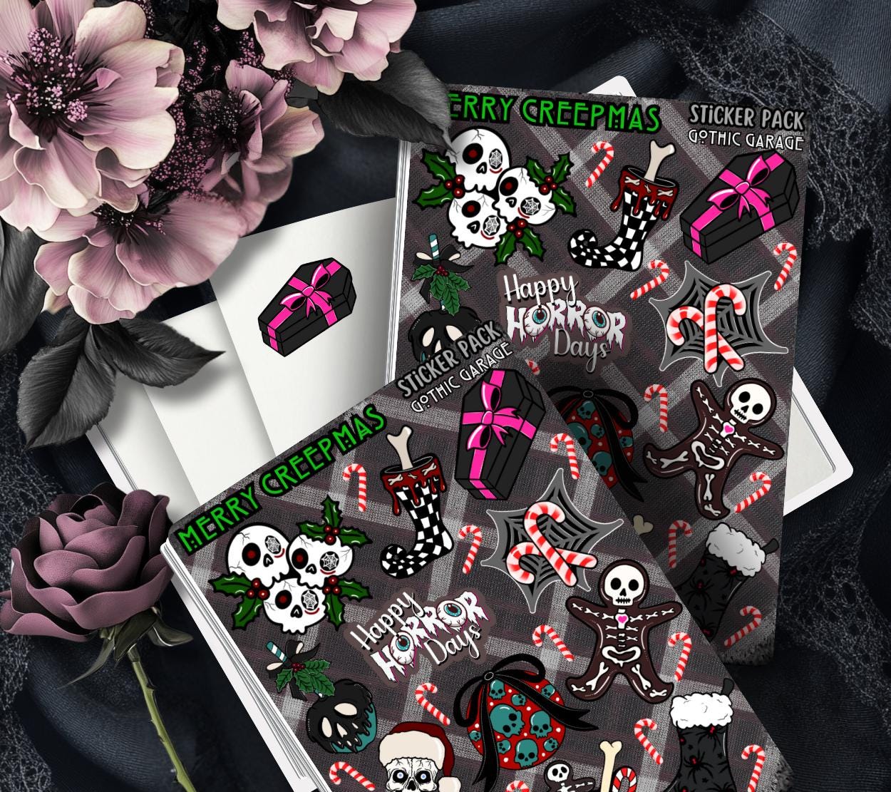 Happy Horror Days – Gothic Christmas Sticker Sheet - Tampa Home & Garden Store