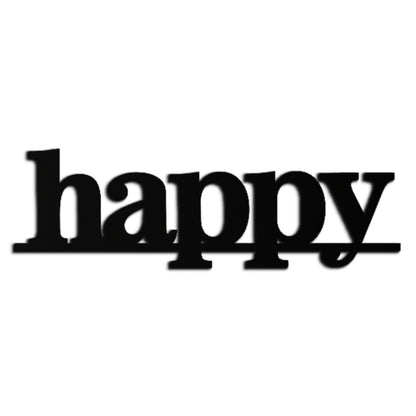Happy Metal Wall Art - Modern Minimalist Word Sign Decor - KAF127 - Tampa Home & Garden Store