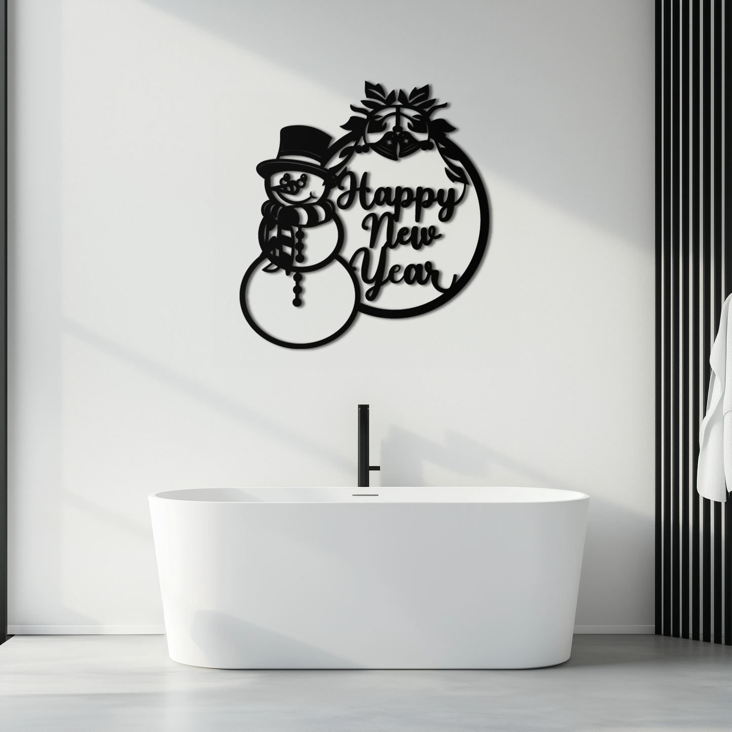 Happy New Year Metal Wall Art - Snowman Holiday Decor for Christmas and Winter- KAF305 - Tampa Home & Garden Store