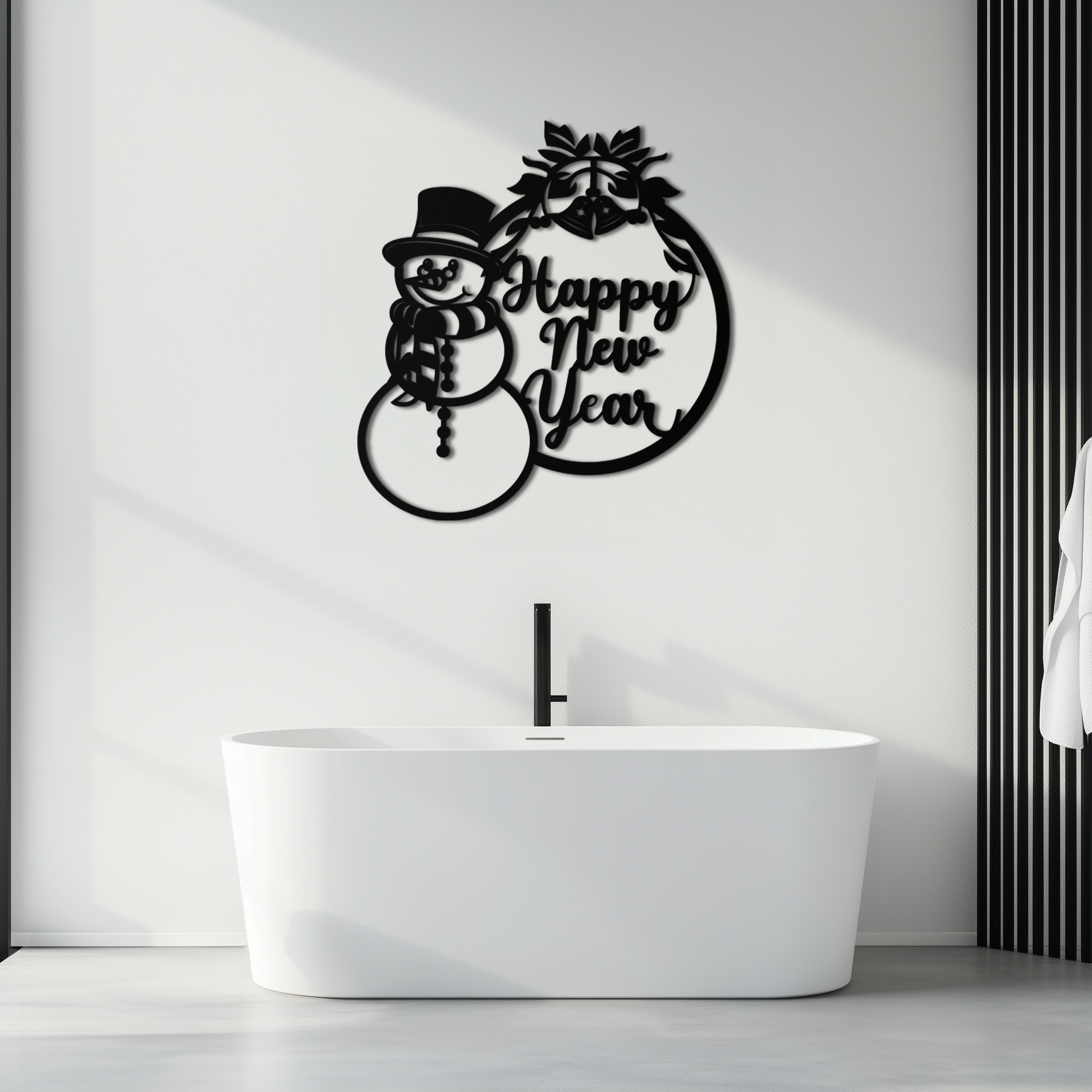Happy New Year Metal Wall Art - Snowman Holiday Decor for Christmas and Winter- KAF305 - Tampa Home & Garden Store