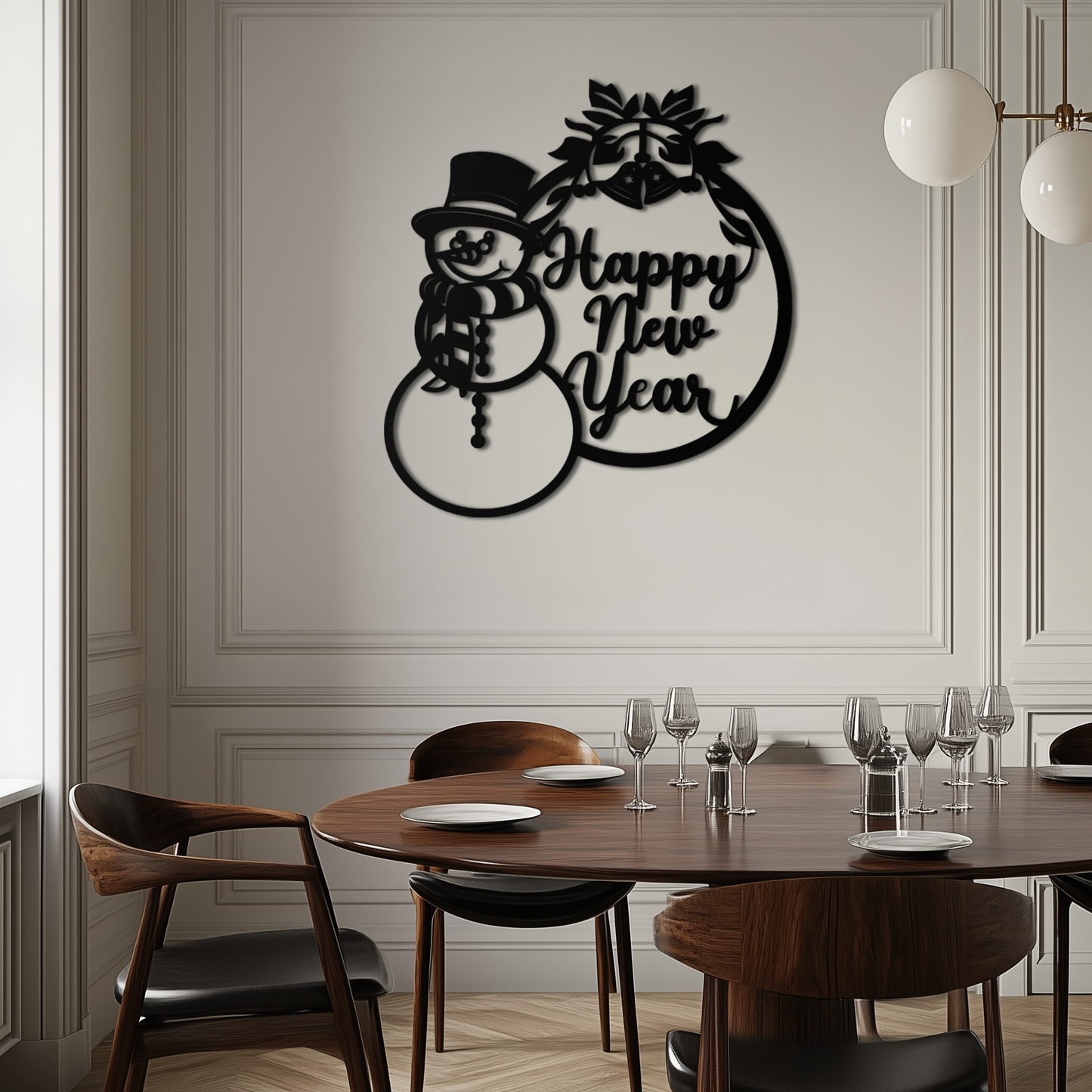 Happy New Year Metal Wall Art - Snowman Holiday Decor for Christmas and Winter- KAF305 - Tampa Home & Garden Store