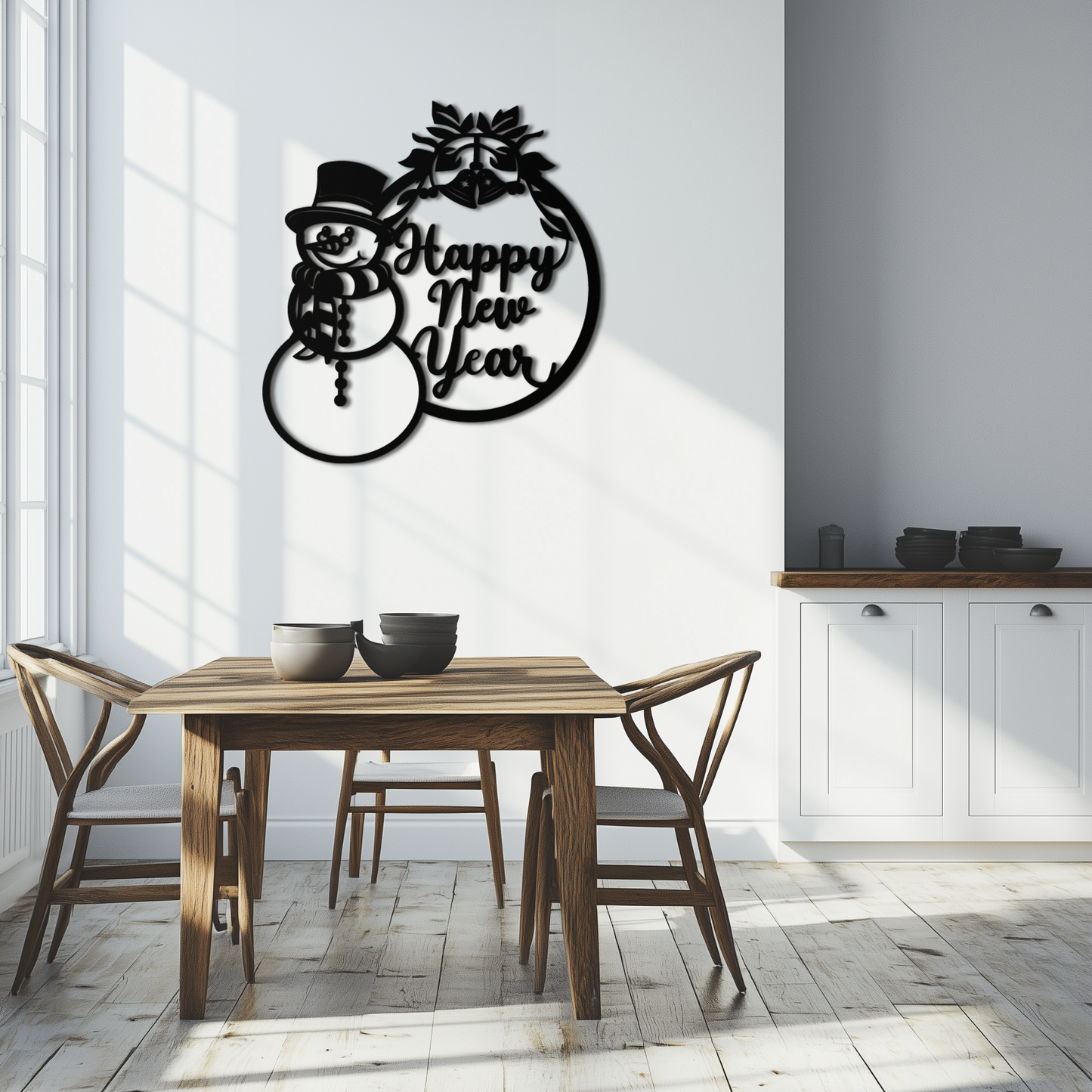 Happy New Year Metal Wall Art - Snowman Holiday Decor for Christmas and Winter- KAF305 - Tampa Home & Garden Store