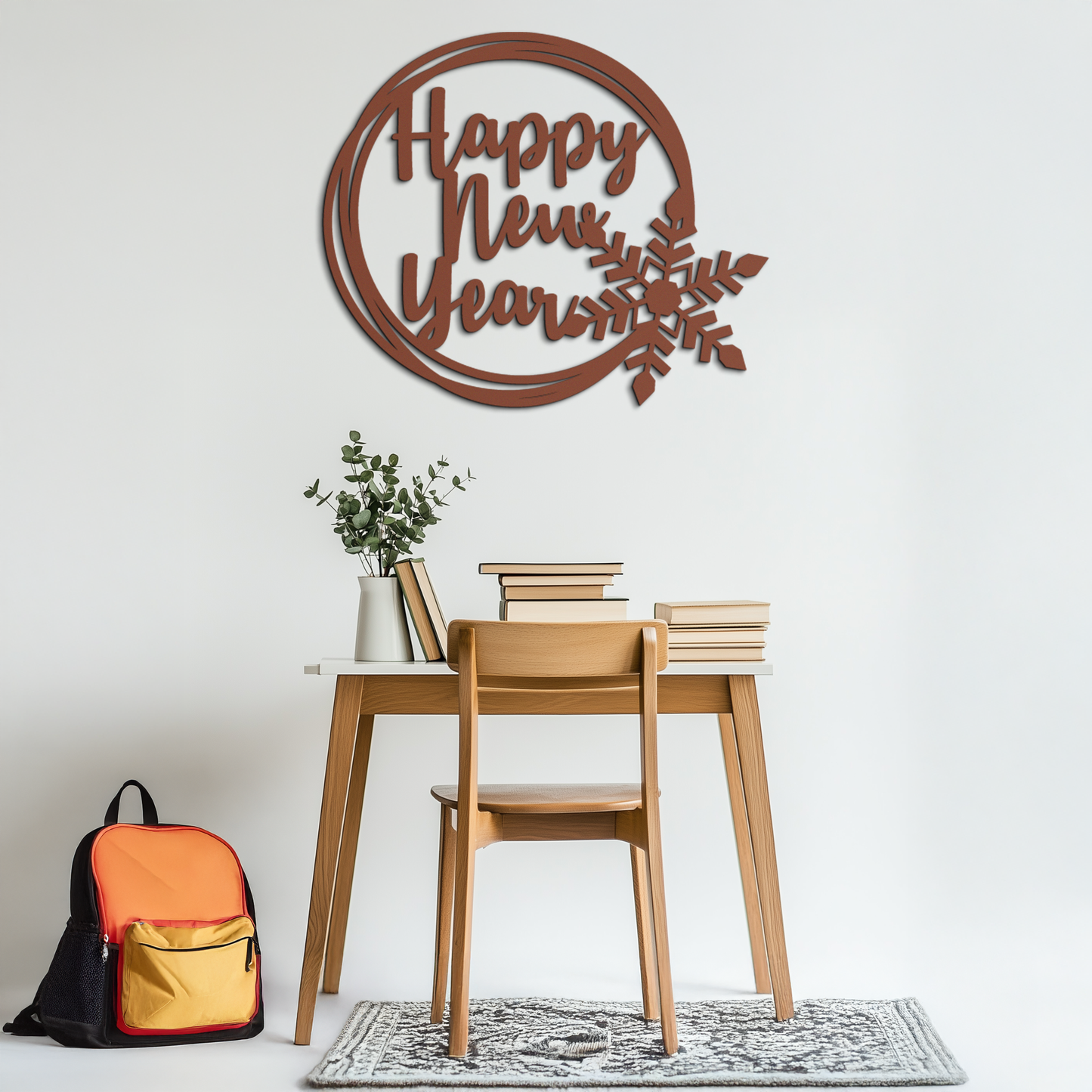 Happy New Year Snowflake Metal Wall Art - Holiday Round Steel Christmas Decor- KAF315 - Tampa Home & Garden Store