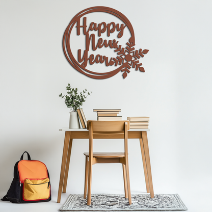 Happy New Year Snowflake Metal Wall Art - Holiday Round Steel Christmas Decor- KAF315 - Tampa Home & Garden Store