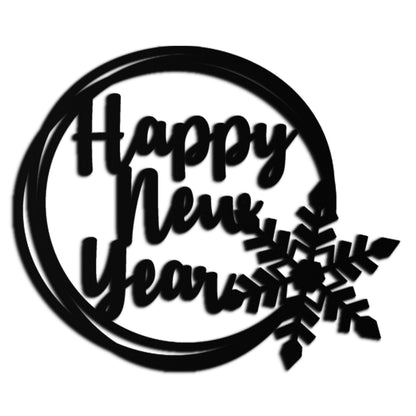 Happy New Year Snowflake Metal Wall Art - Holiday Round Steel Christmas Decor- KAF315 - Tampa Home & Garden Store