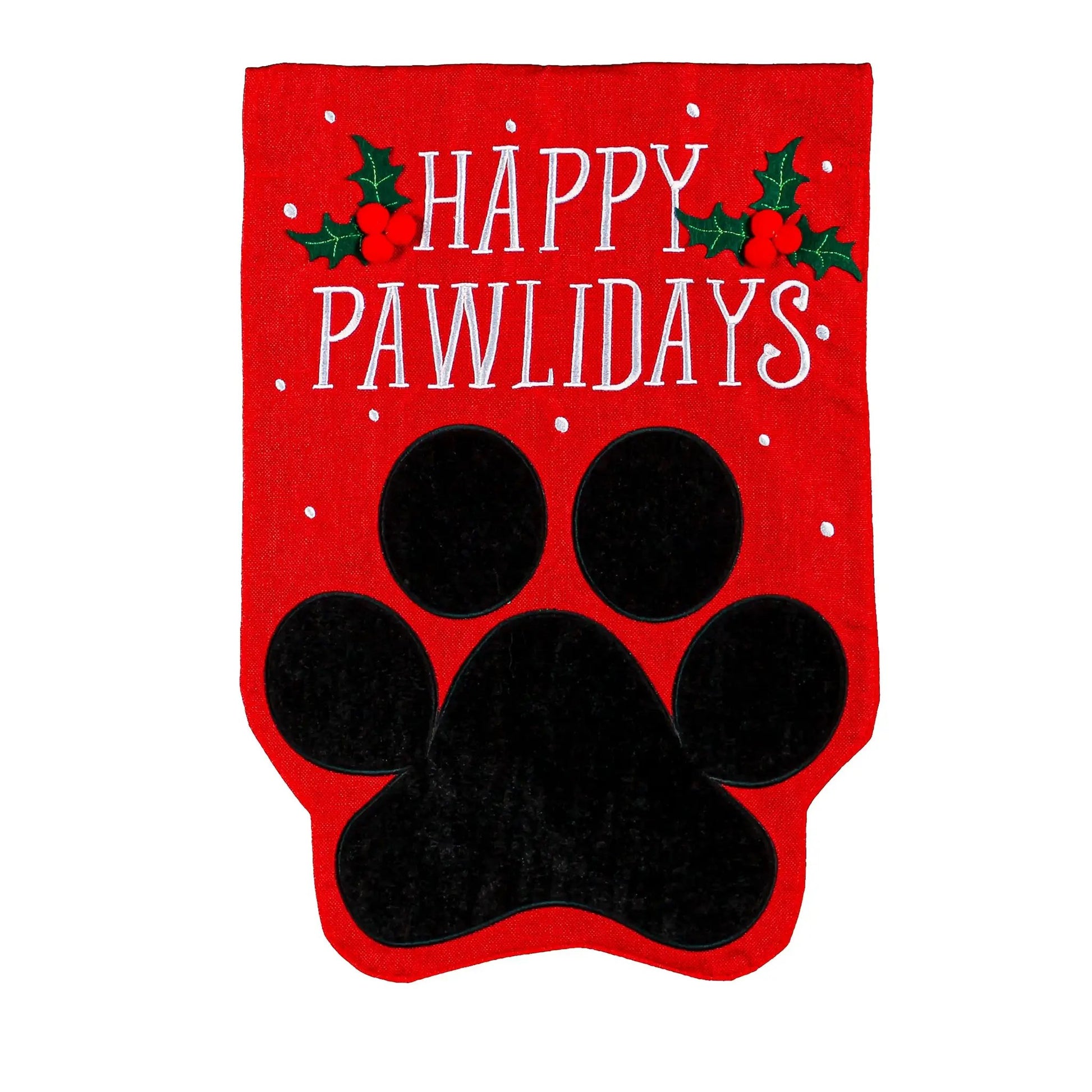 Happy Pawlidays Burlap Garden Flag - Tampa Home & Garden Store