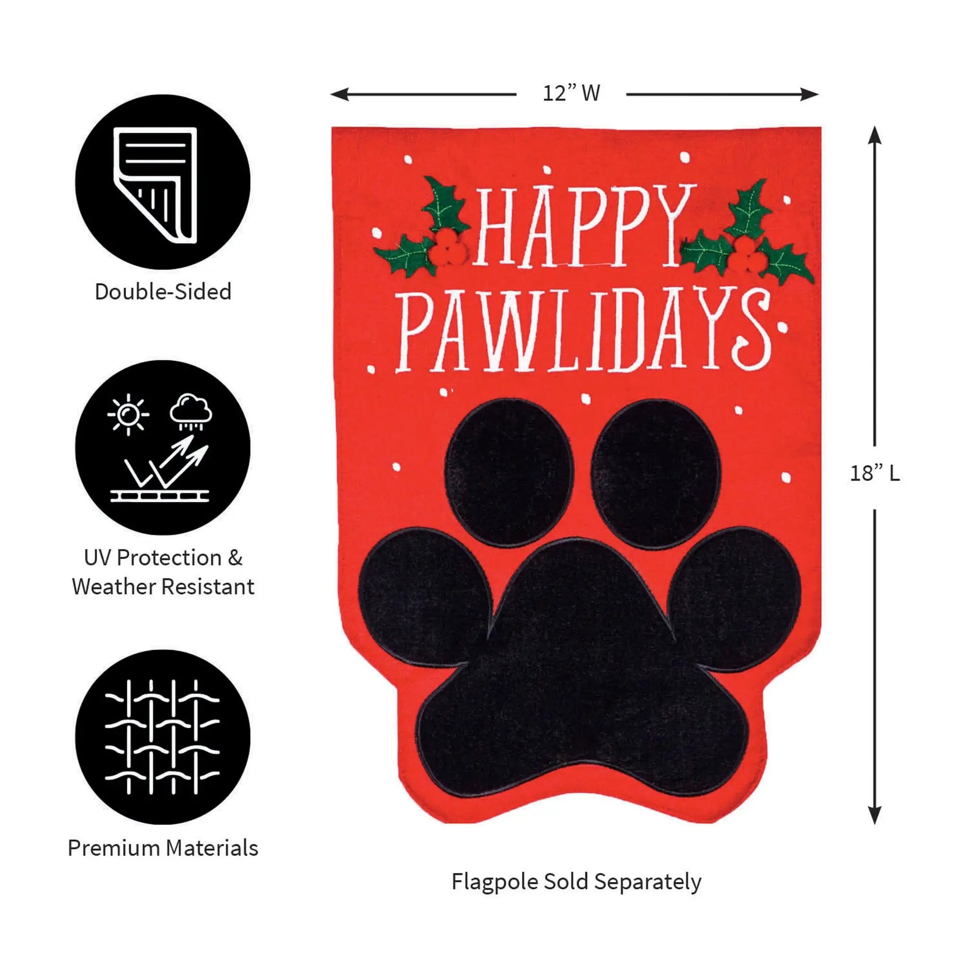 Happy Pawlidays Burlap Garden Flag - Tampa Home & Garden Store