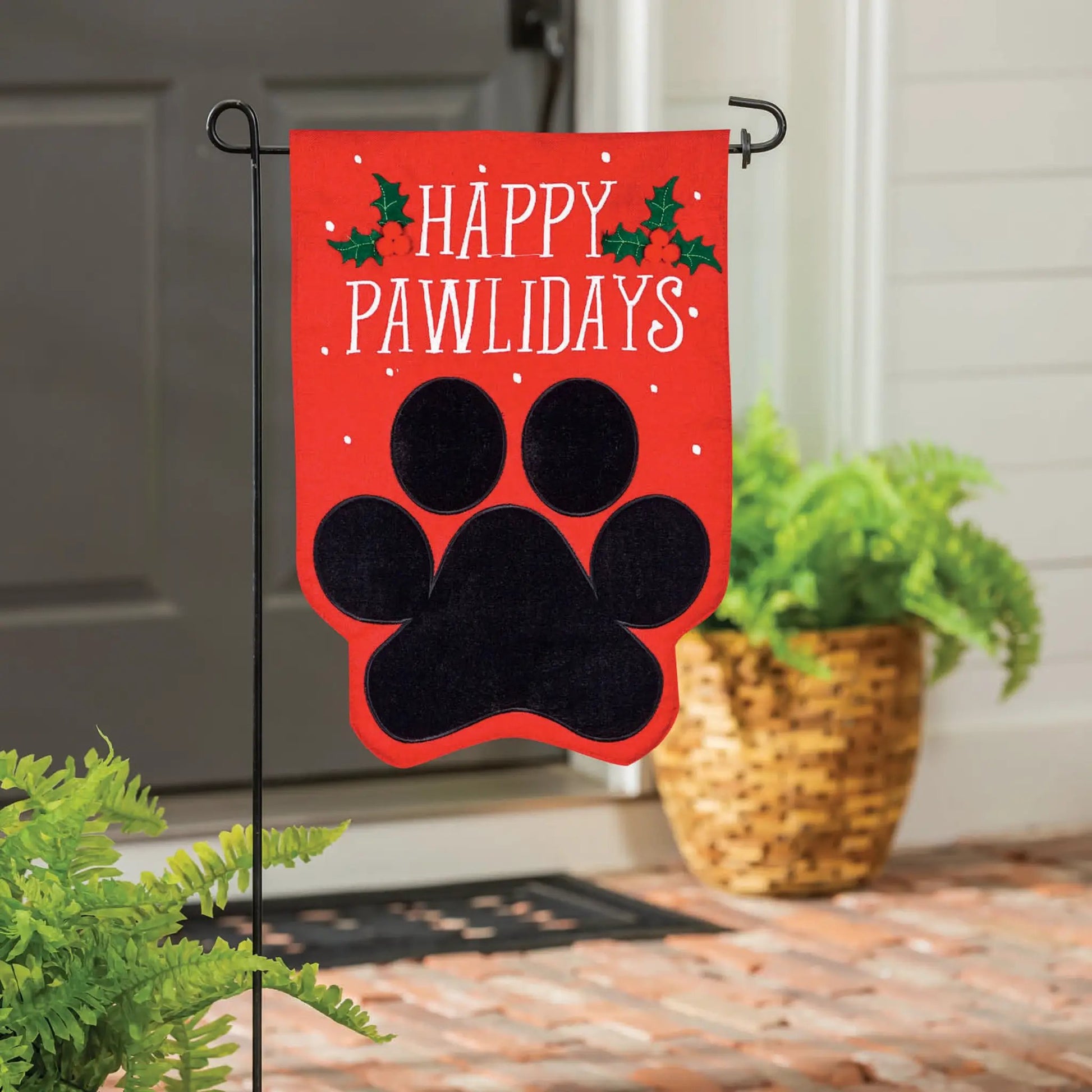 Happy Pawlidays Burlap Garden Flag - Tampa Home & Garden Store