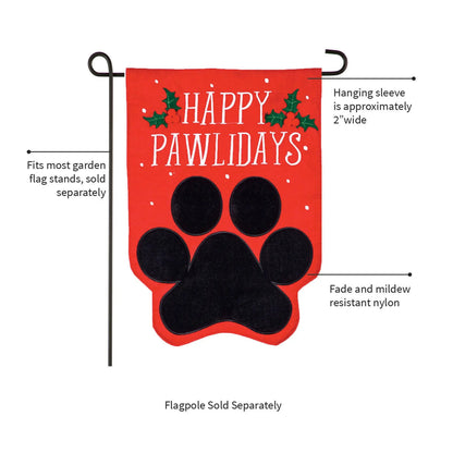 Happy Pawlidays Burlap Garden Flag - Tampa Home & Garden Store