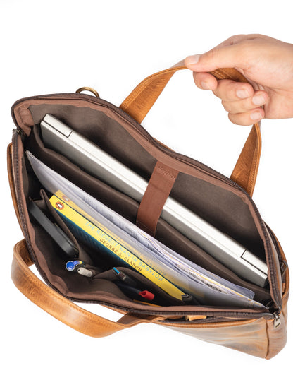 Harbor Laptop Briefcase, Tan - Tampa Home & Garden Store