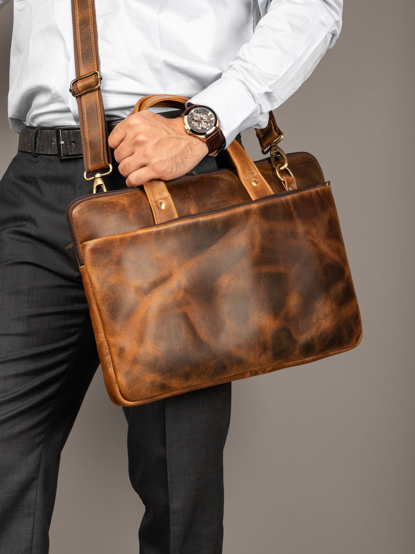Harbor Laptop Briefcase, Tan - Tampa Home & Garden Store