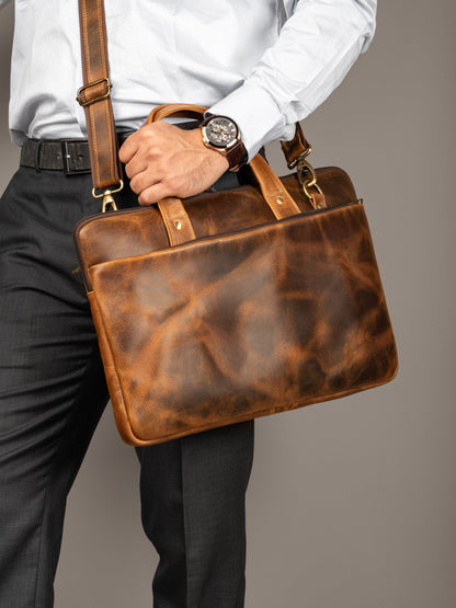 Harbor Laptop Briefcase, Tan - Tampa Home & Garden Store