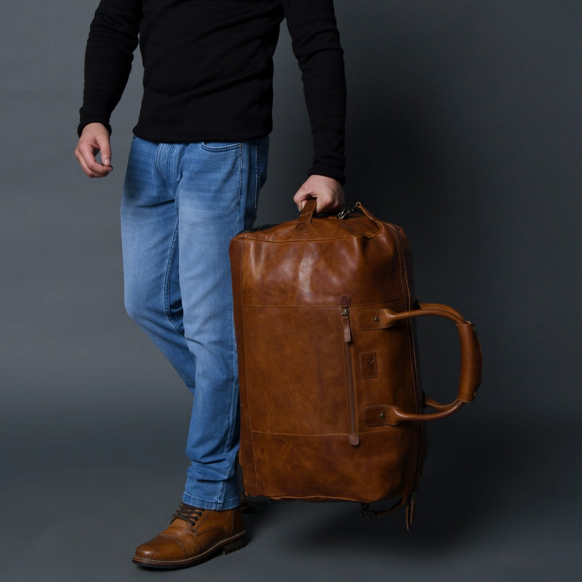 Harbor Leather Trolly Carry-On - Tampa Home & Garden Store