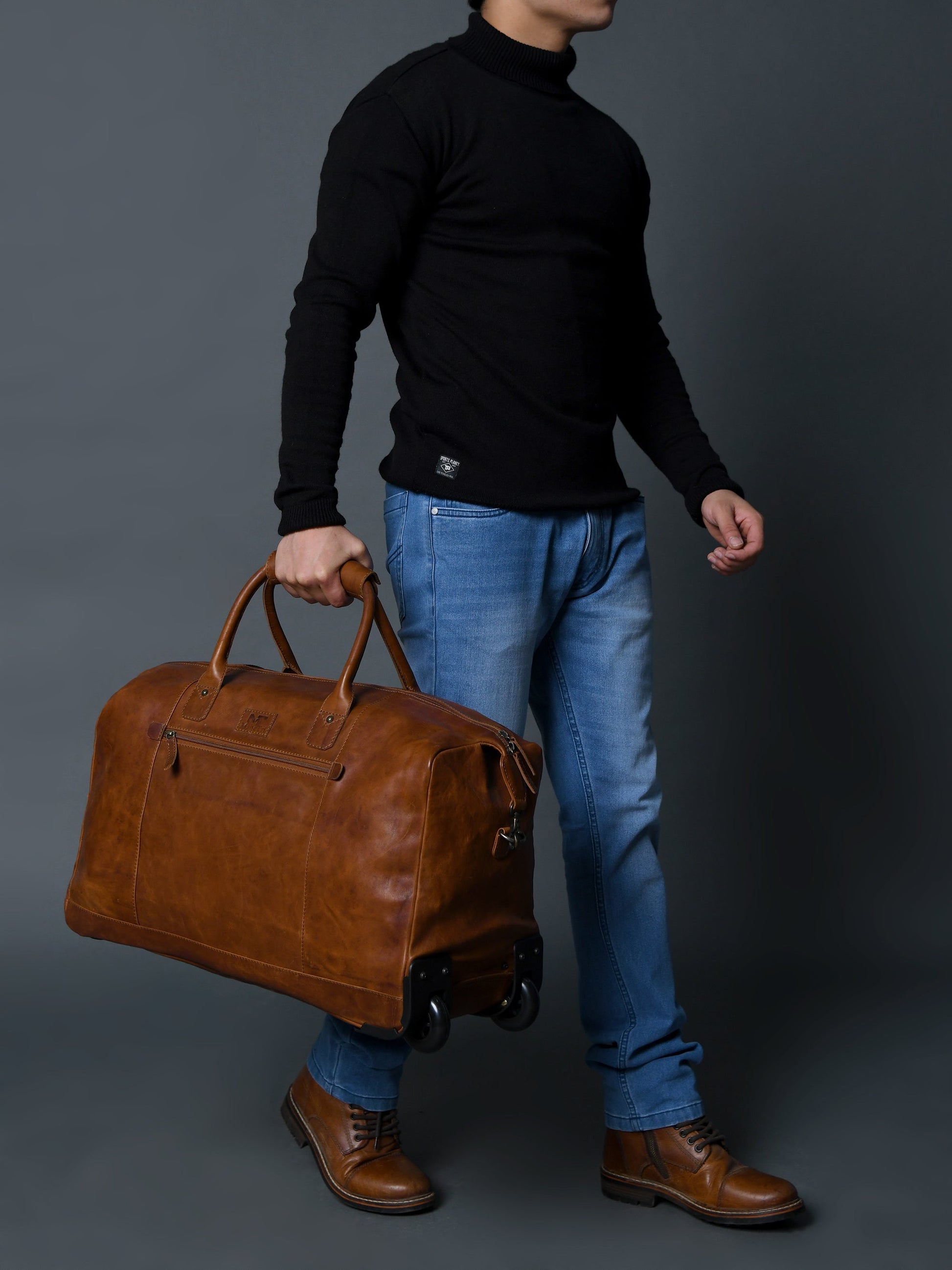 Harbor Leather Trolly Carry-On - Tampa Home & Garden Store