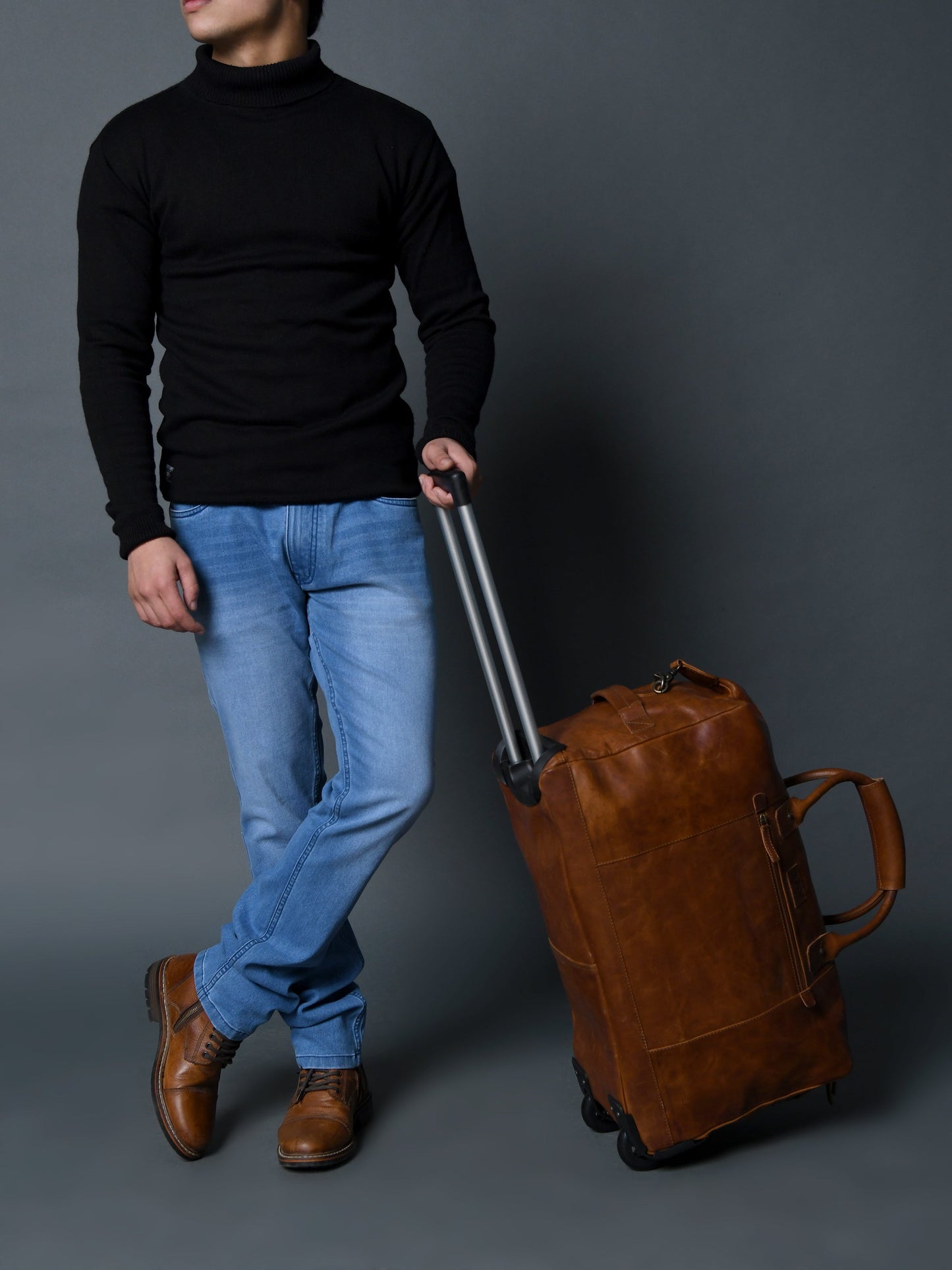 Harbor Leather Trolly Carry-On - Tampa Home & Garden Store
