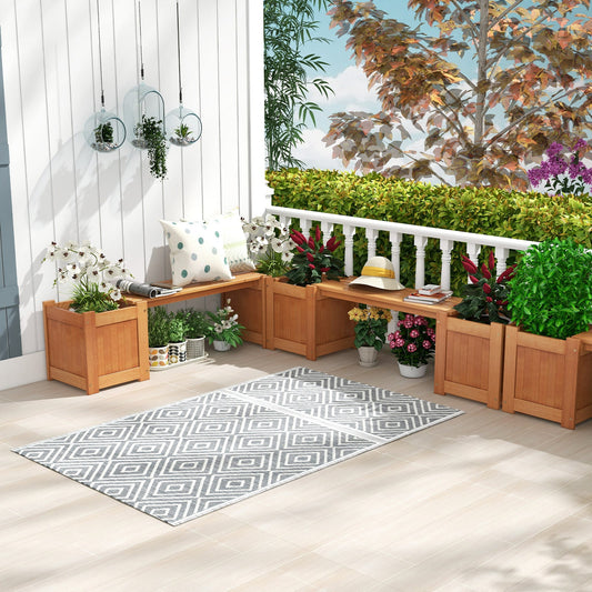 Macetero de madera con banco para jardín, patio o balcón