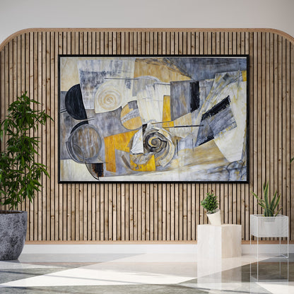 Canvas Print Harmonic Dissonance by Tailored Canvases; abstract in yellow gray black on Tampa Home & Garden Store