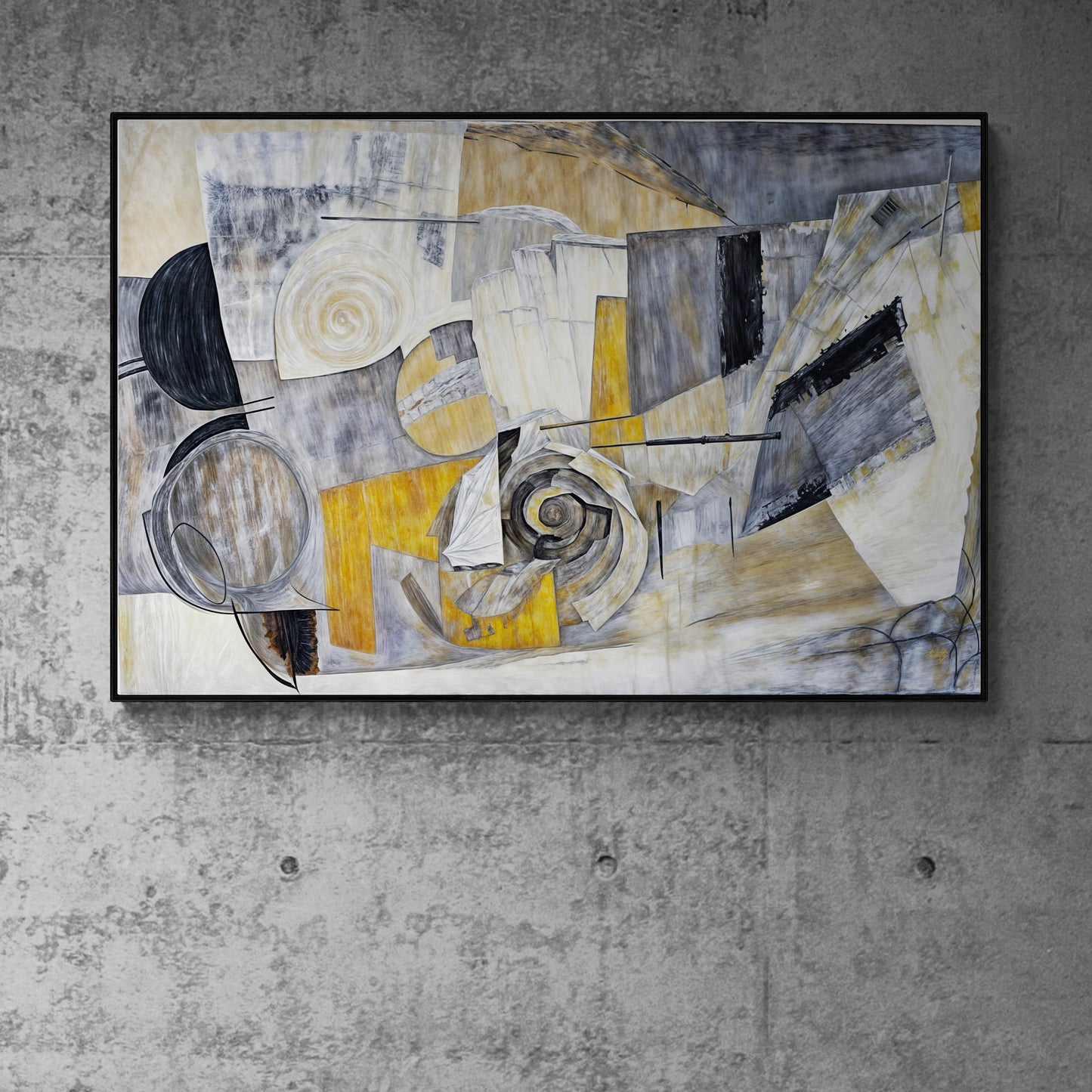 Canvas Print Harmonic Dissonance by Tailored Canvases, abstract geometry in yellow tones on Tampa Home & Garden Store