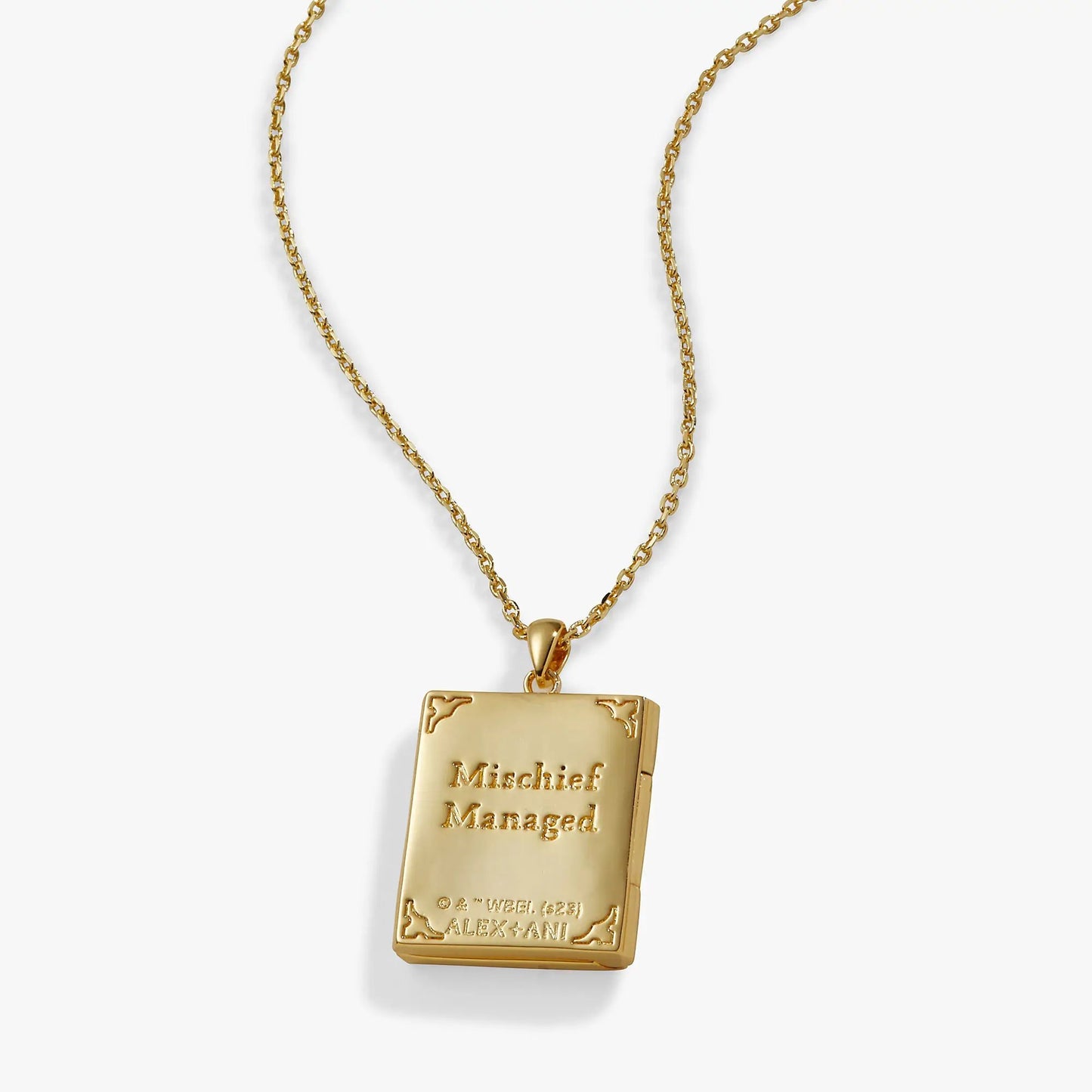 Harry Potter Mischief Managed locket necklace by ALEX AND ANI, gold-tone pendant on Tampa Home & Garden Store