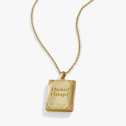 Harry Potter Mischief Managed locket necklace by ALEX AND ANI, gold-tone pendant on Tampa Home & Garden Store