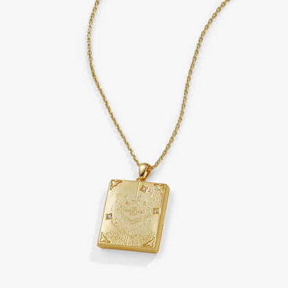 Harry Potter Mischief Managed locket necklace, gold-tone Marauders Map pendant on Tampa Home & Garden Store