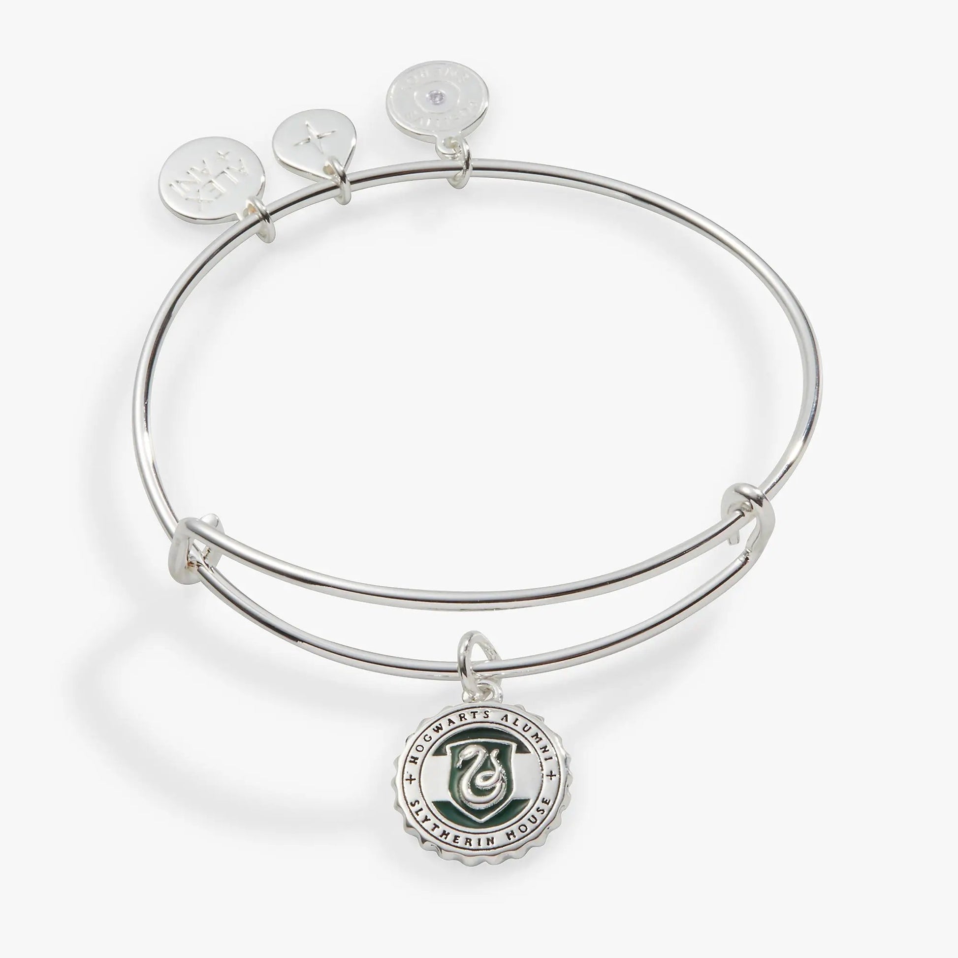 Harry Potter Slytherin House Charm Bangle by Alex and Ani, silver-tone bracelet on Tampa Home & Garden Store