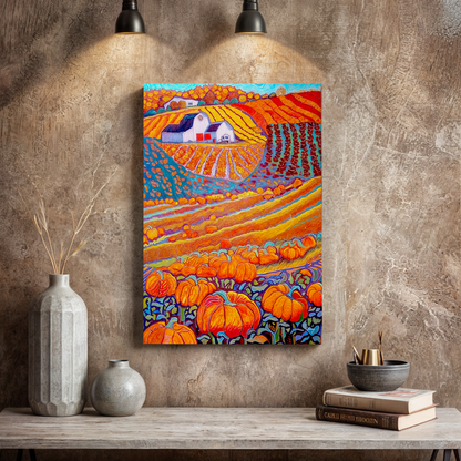 Canvas print Harvest Hues by Tailored Canvases, vibrant autumn farm landscape on Tampa Home & Garden Store