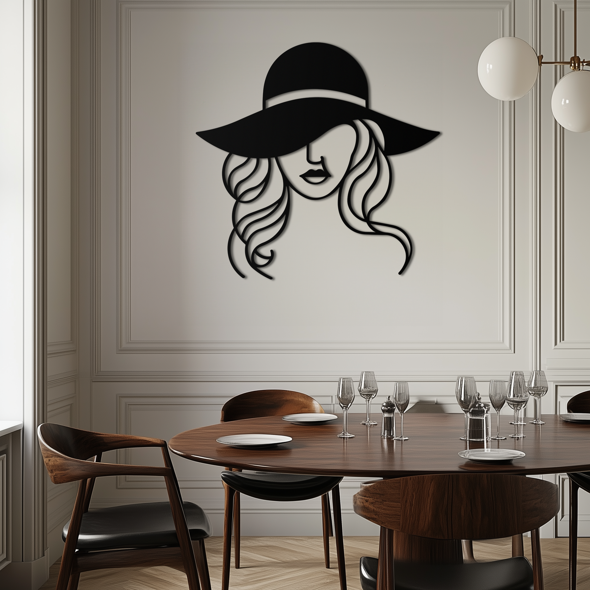 Hat Woman Metal Wall Art – Elegant Female Silhouette Steel Decor with Wide Brim Hat- KAF341 - Tampa Home & Garden Store