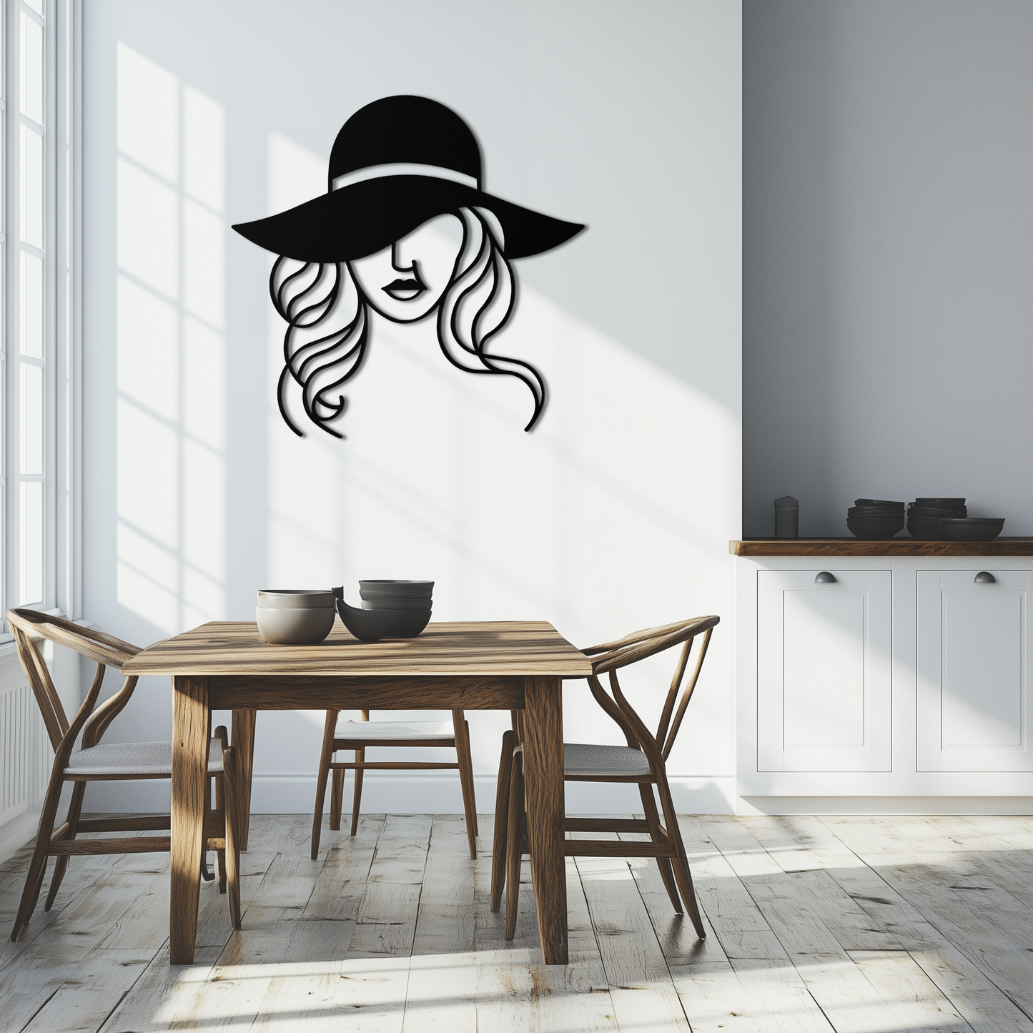 Hat Woman Metal Wall Art – Elegant Female Silhouette Steel Decor with Wide Brim Hat- KAF341 - Tampa Home & Garden Store