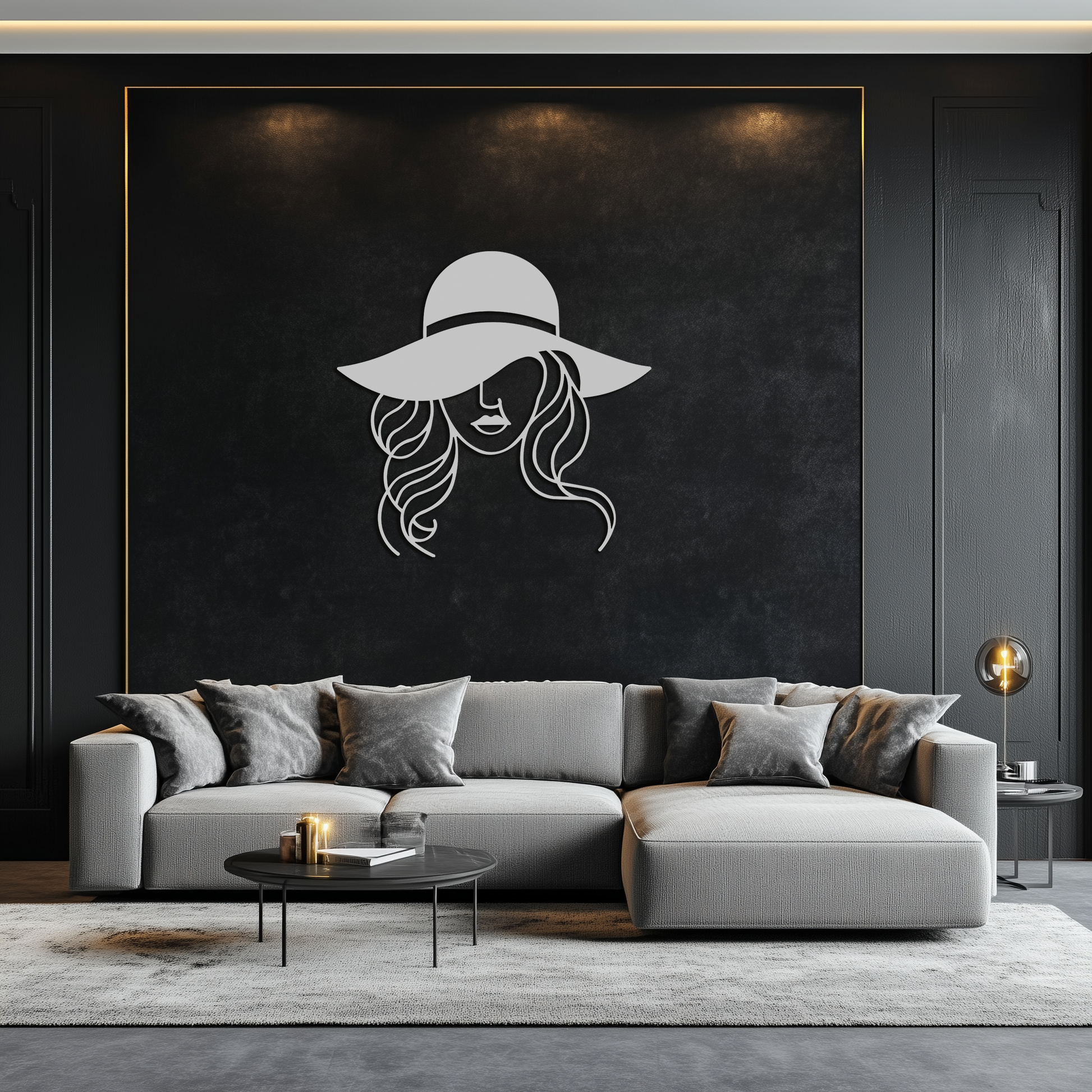 Hat Woman Metal Wall Art – Elegant Female Silhouette Steel Decor with Wide Brim Hat- KAF341 - Tampa Home & Garden Store