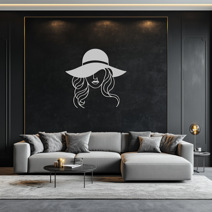 Hat Woman Metal Wall Art – Elegant Female Silhouette Steel Decor with Wide Brim Hat- KAF341 - Tampa Home & Garden Store