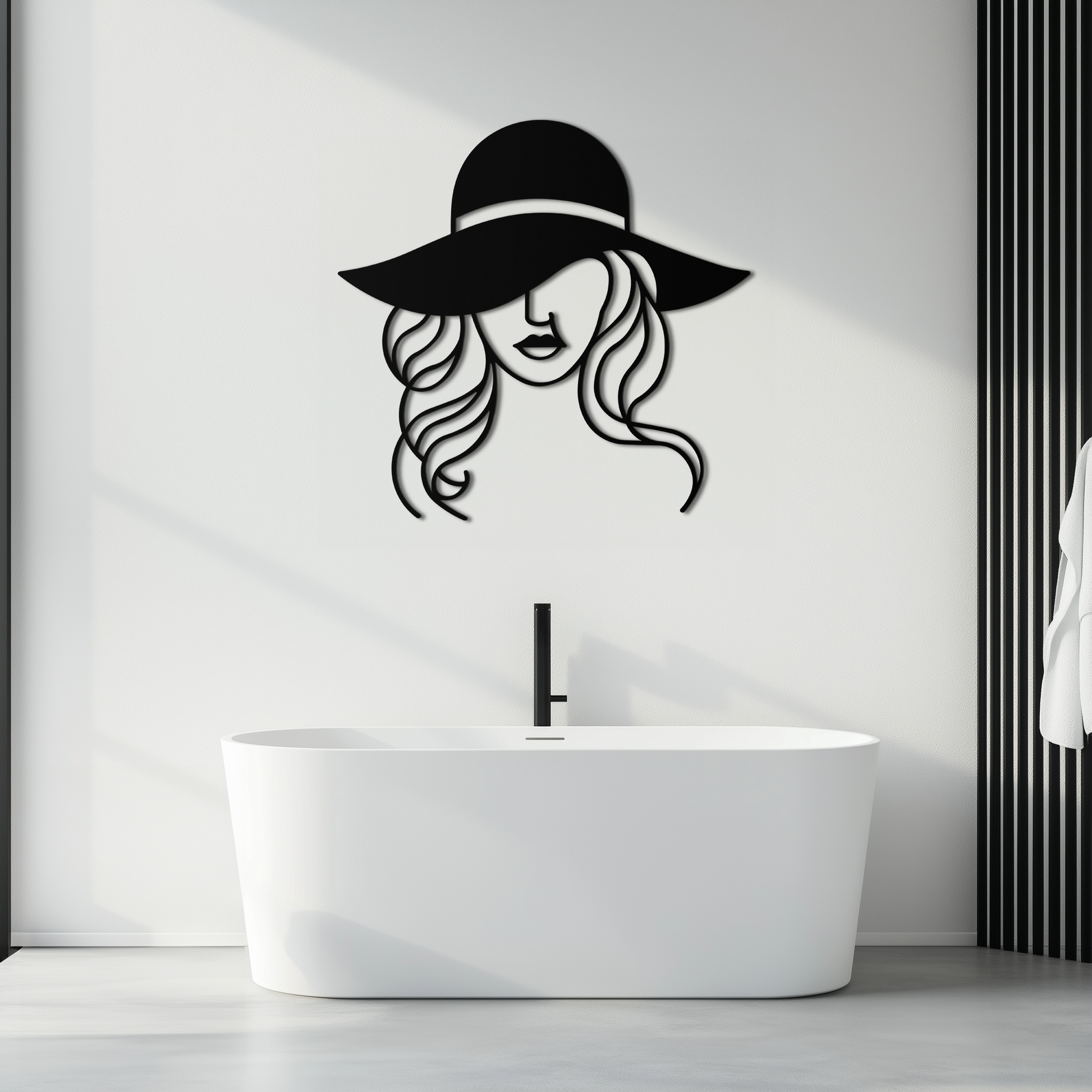 Hat Woman Metal Wall Art – Elegant Female Silhouette Steel Decor with Wide Brim Hat- KAF341 - Tampa Home & Garden Store