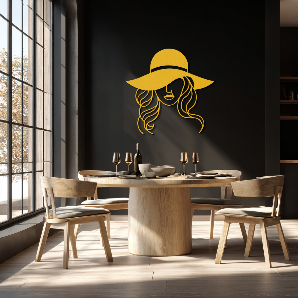 Hat Woman Metal Wall Art – Elegant Female Silhouette Steel Decor with Wide Brim Hat- KAF341 - Tampa Home & Garden Store