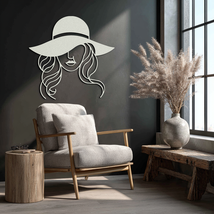 Hat Woman Metal Wall Art – Elegant Female Silhouette Steel Decor with Wide Brim Hat- KAF341 - Tampa Home & Garden Store