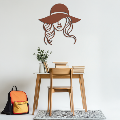 Hat Woman Metal Wall Art – Elegant Female Silhouette Steel Decor with Wide Brim Hat- KAF341 - Tampa Home & Garden Store