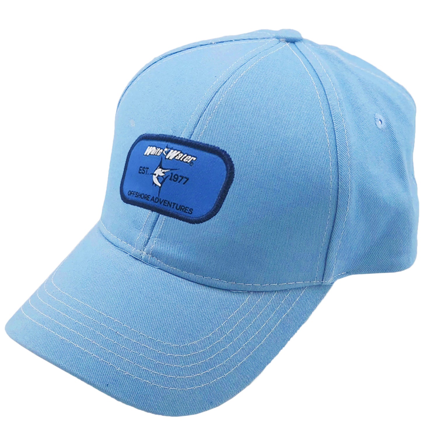 Offshore Hat light blue denim with White Water Life patch on Tampa Home & Garden Store