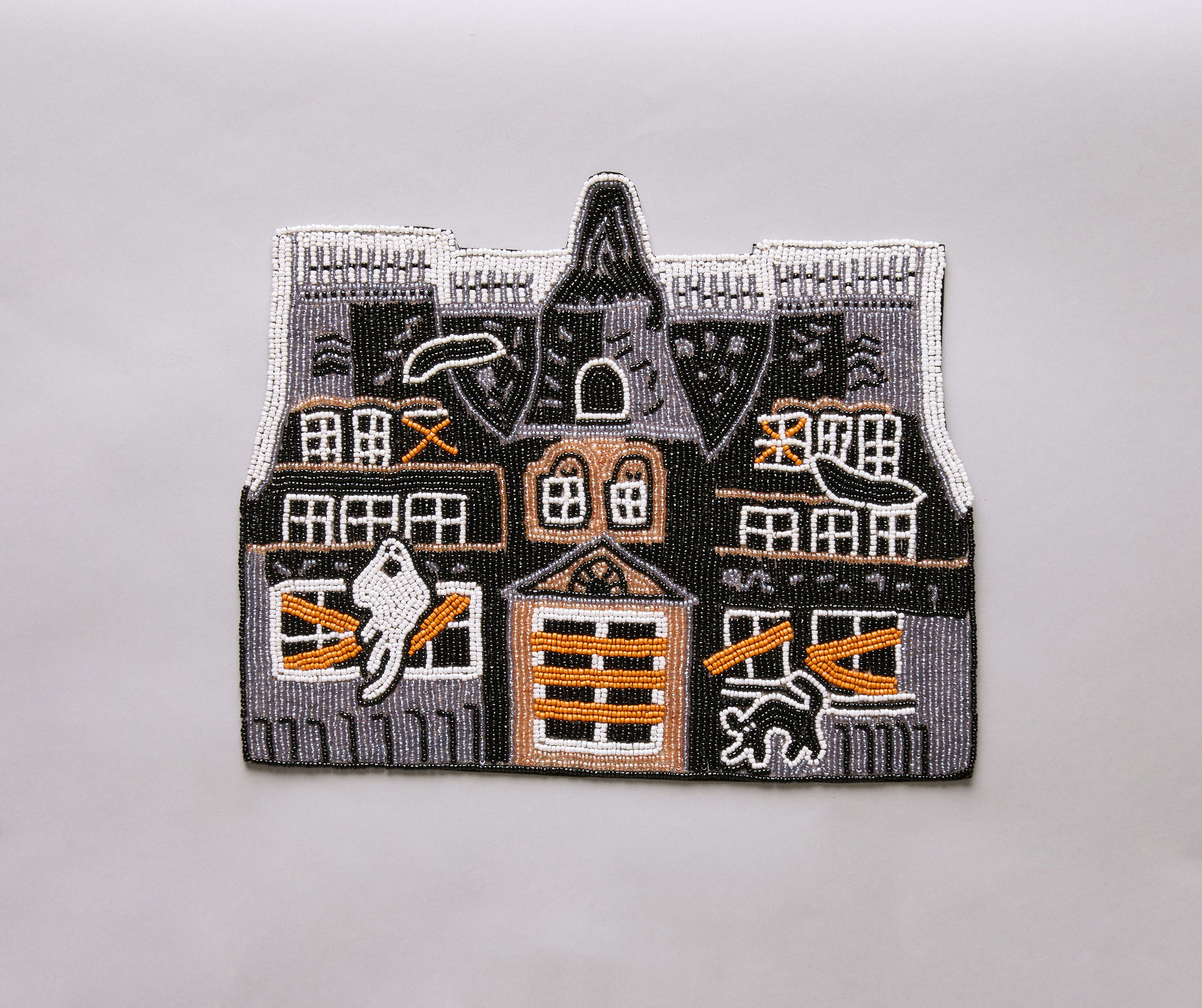 Haunted House Beaded Placemat – Handmade Halloween Table Mat – Spooky Ghost Cat Decor – Gothic Fall Dining Accent - Tampa Home & Garden Store