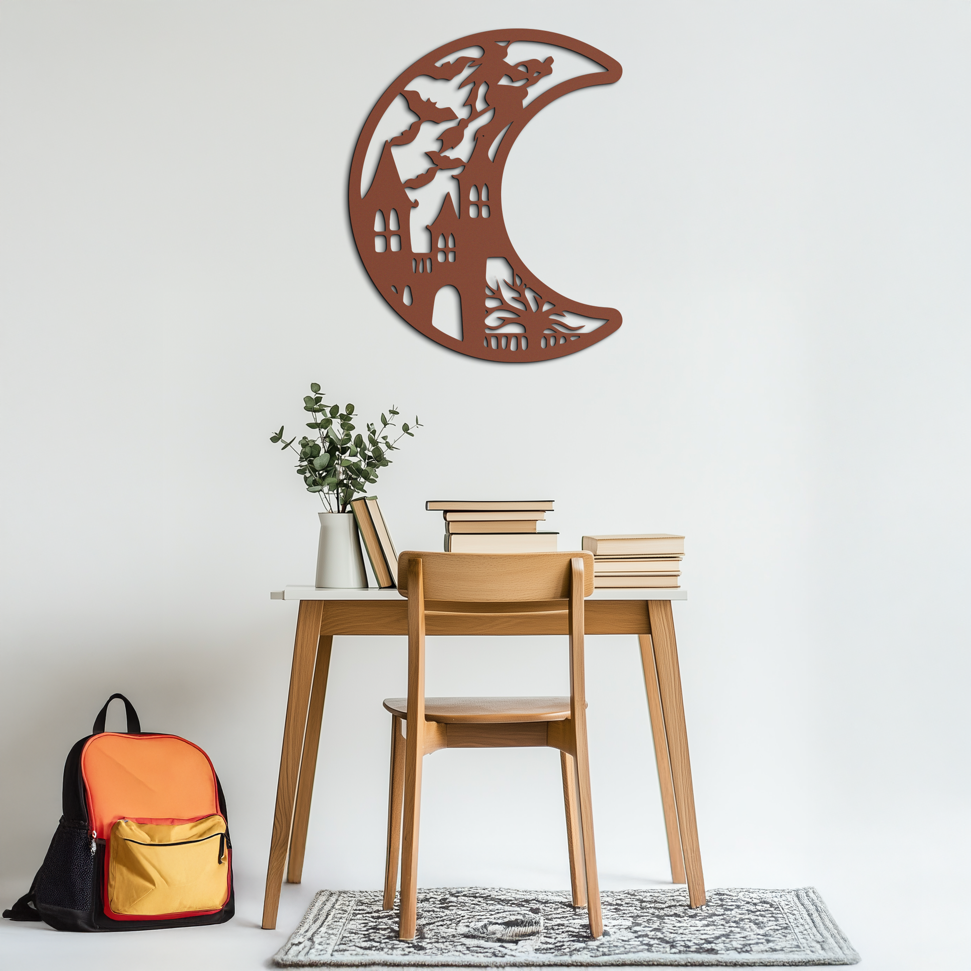 Haunted Moon Halloween Metal Wall Art - Witch & Castle Silhouette - KAF274 - Tampa Home & Garden Store