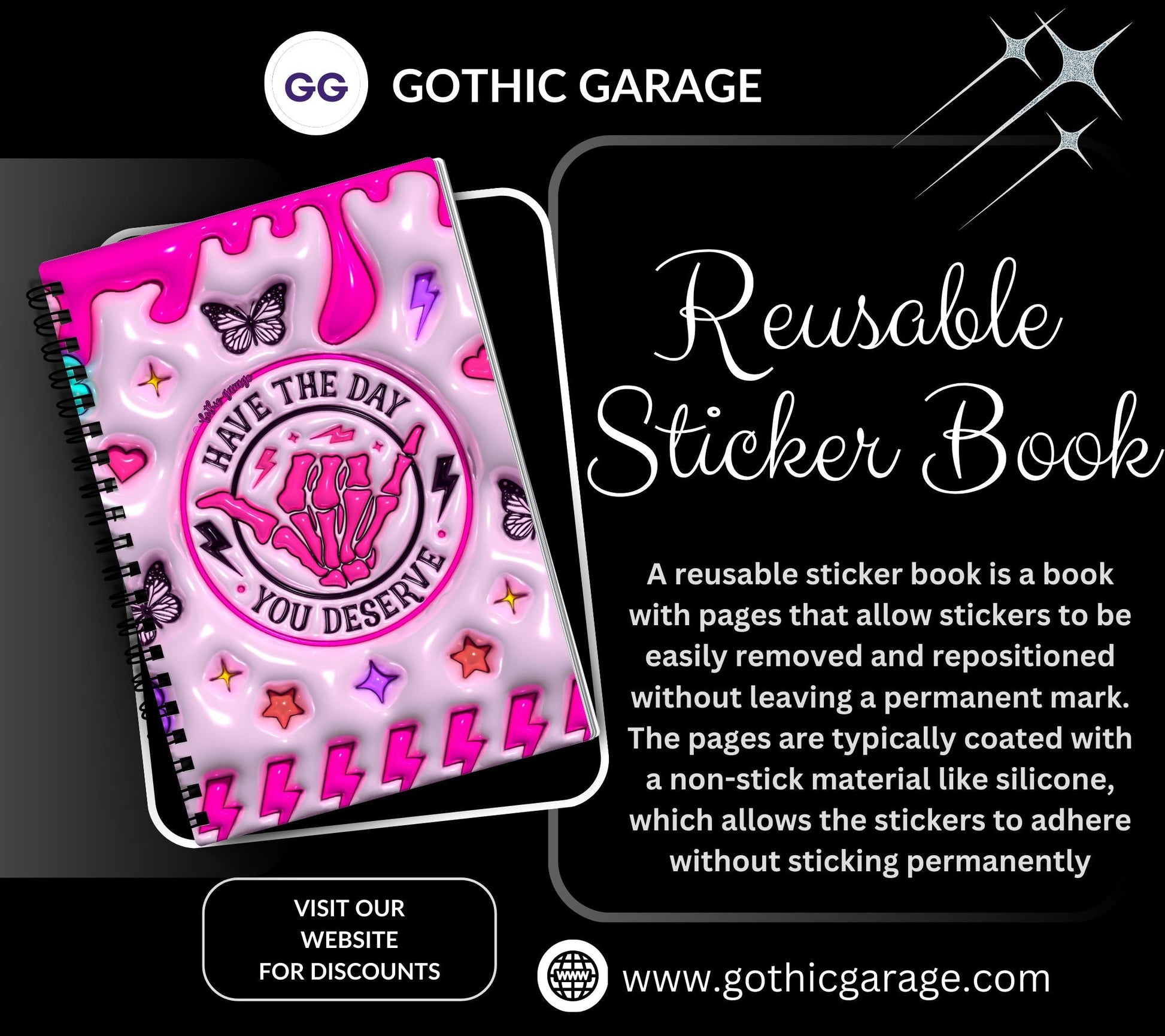 Have the Day You Deserve Reusable Sticker Book, Sarcastic Vibe Sticker Album, Perfect Gift to Personalize Sticker Collectors - Tampa Home & Garden Store