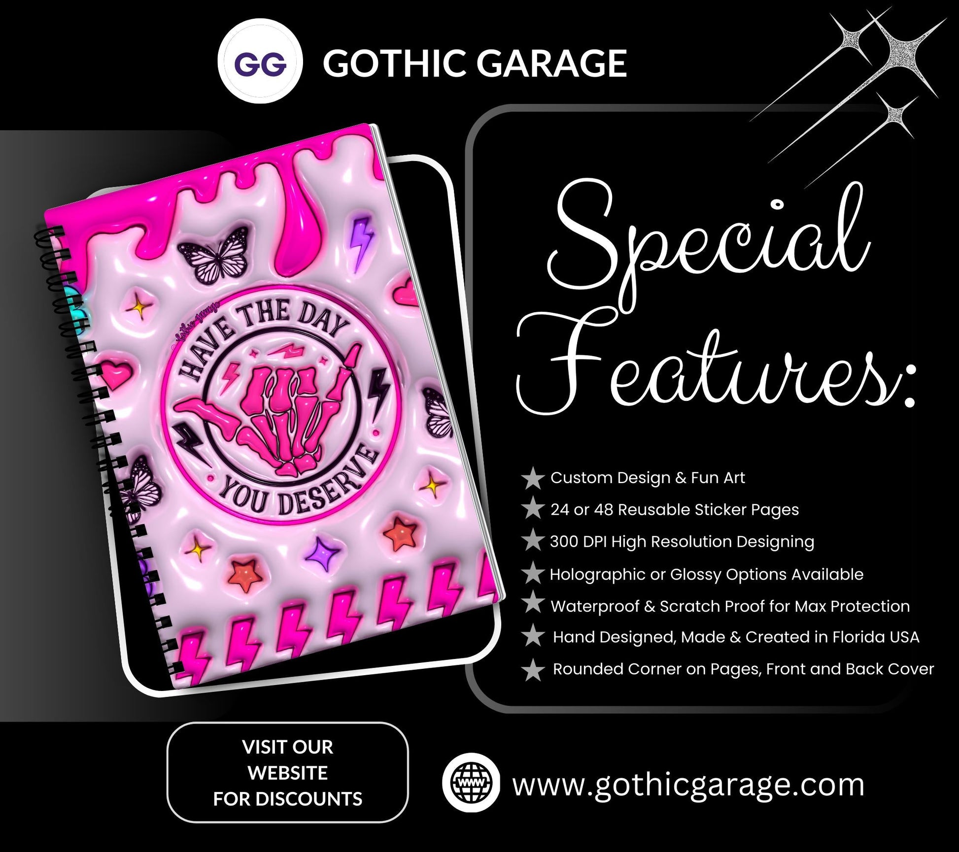 Have the Day You Deserve Reusable Sticker Book, Sarcastic Vibe Sticker Album, Perfect Gift to Personalize Sticker Collectors - Tampa Home & Garden Store