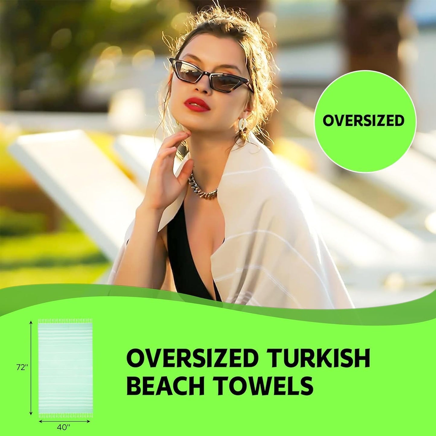 Havluland Oversized Turkish Cotton Beach Towel – Versatile, Soft & Sand-Resistant - Tampa Home & Garden Store