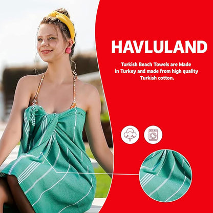 Havluland Oversized Turkish Cotton Beach Towel – Versatile, Soft & Sand-Resistant - Tampa Home & Garden Store