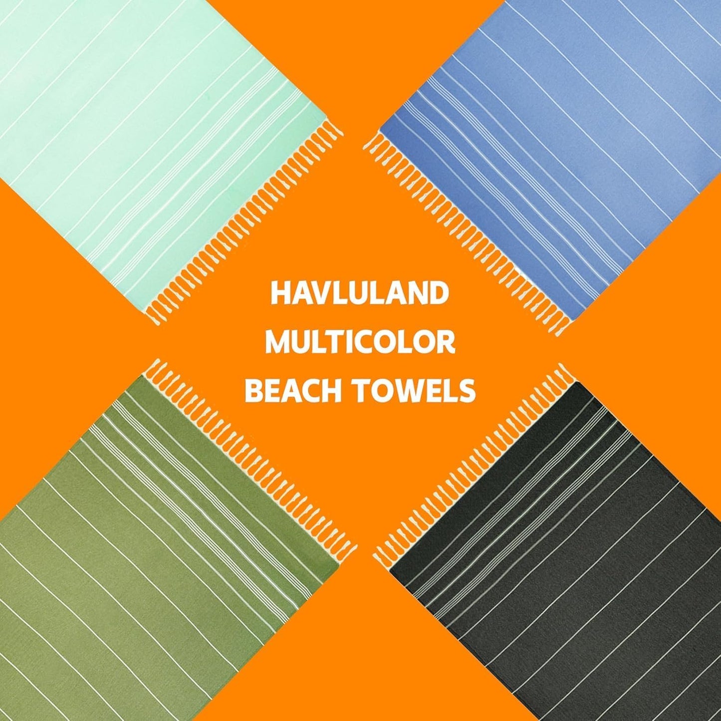 Havluland Oversized Turkish Cotton Beach Towel – Versatile, Soft & Sand-Resistant - Tampa Home & Garden Store