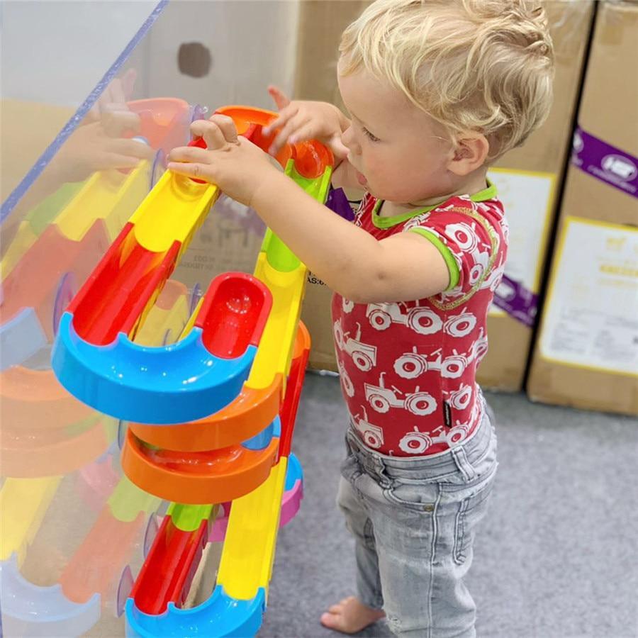 Stevvex bath toy suction cup marble race track with bright color ramps for kids on Tampa Home & Garden Store
