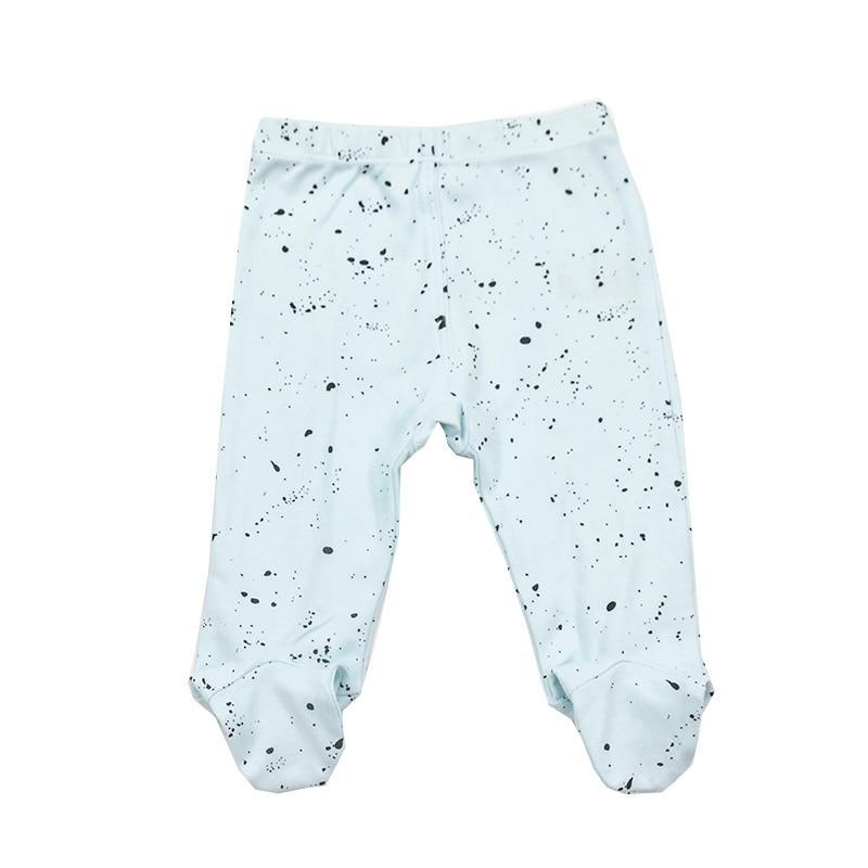 Baby cotton trousers 0-18m light blue splatter print footed unisex pants Stevvex on Tampa Home & Garden Store
